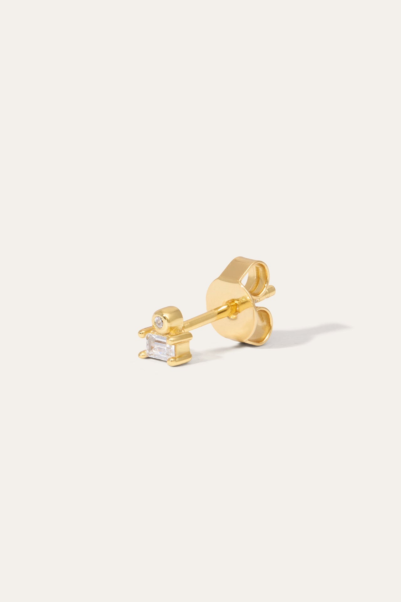 Super Mini Baguette Gold Vermeil Stud Earring